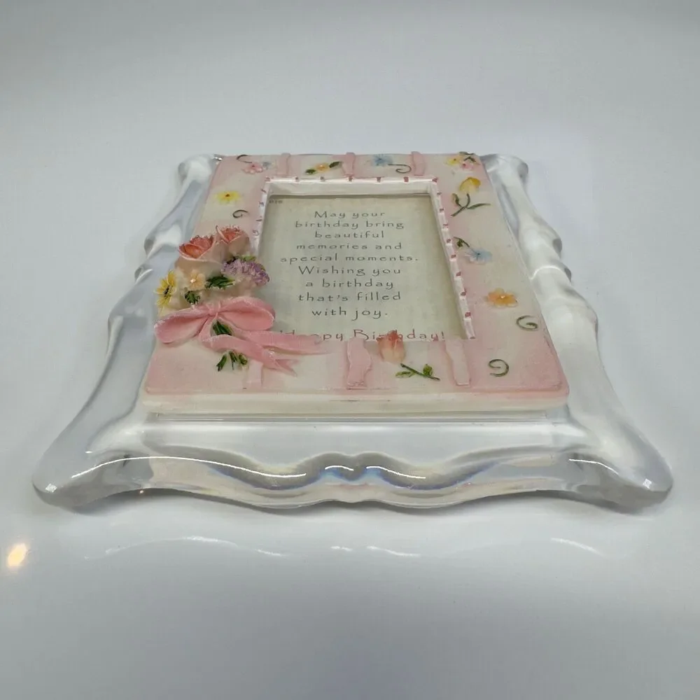 Vintage Happy Birthday Framed Sentiment Acrylic Poem Frame 4.5